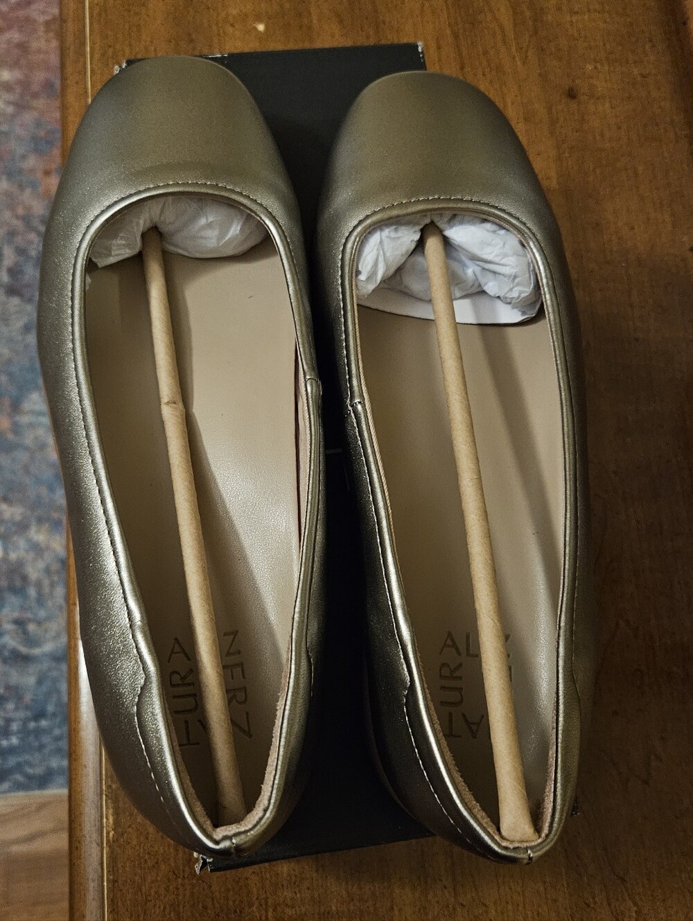 Naturalizer Women's Metallic Silver Leather Soft Flex Ballet Flats 8.5W New